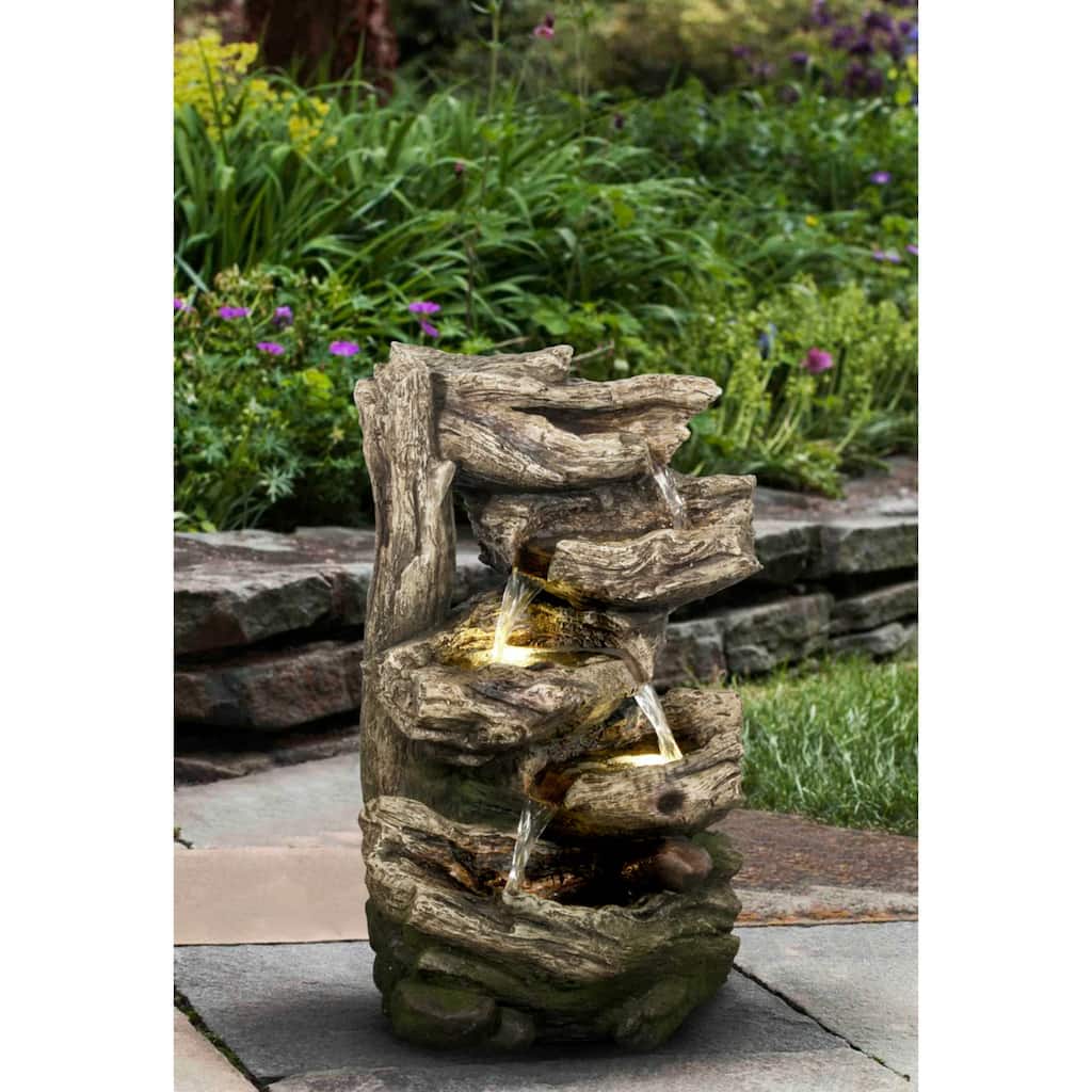 LED Lighted Multi Level Cascade Branches Garden Water Fountain- 20"