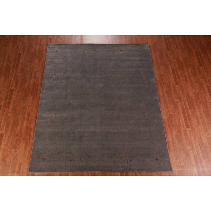 Tribal Gabbeh Indian Area Rug Hand-Knotted Oriental Wool Carpet - 8'1" x 9'10"