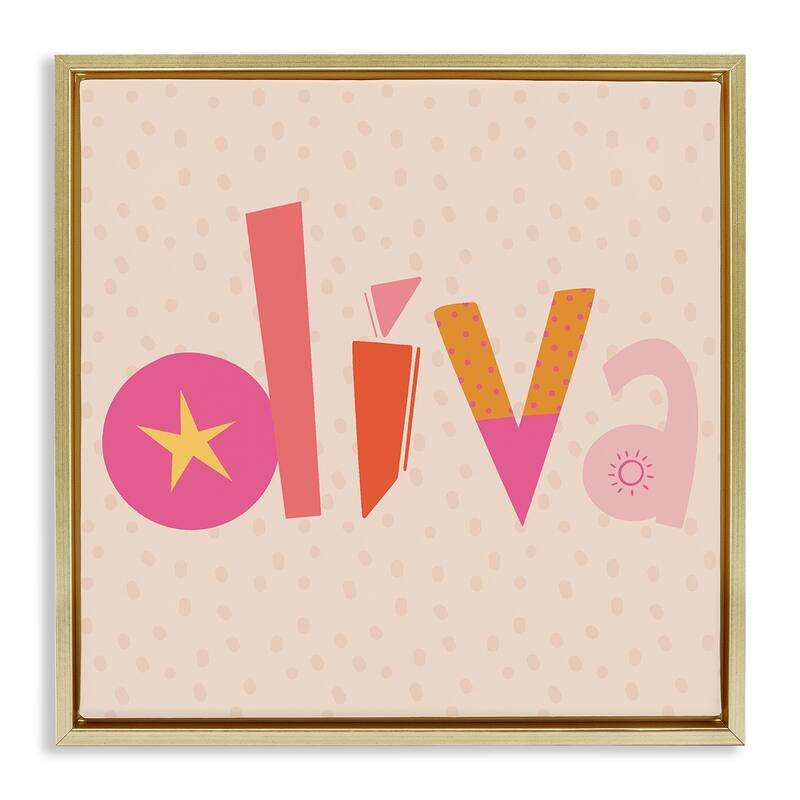 Stupell Diva Patterned Whimsical Text Framed Floater Canvas Wall Art Design By Sazerelli Designs - 18 x 18 - Gold