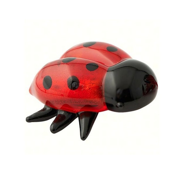 3.5" Red and Black Ladybug Art Glass Animal Figurine - N/A