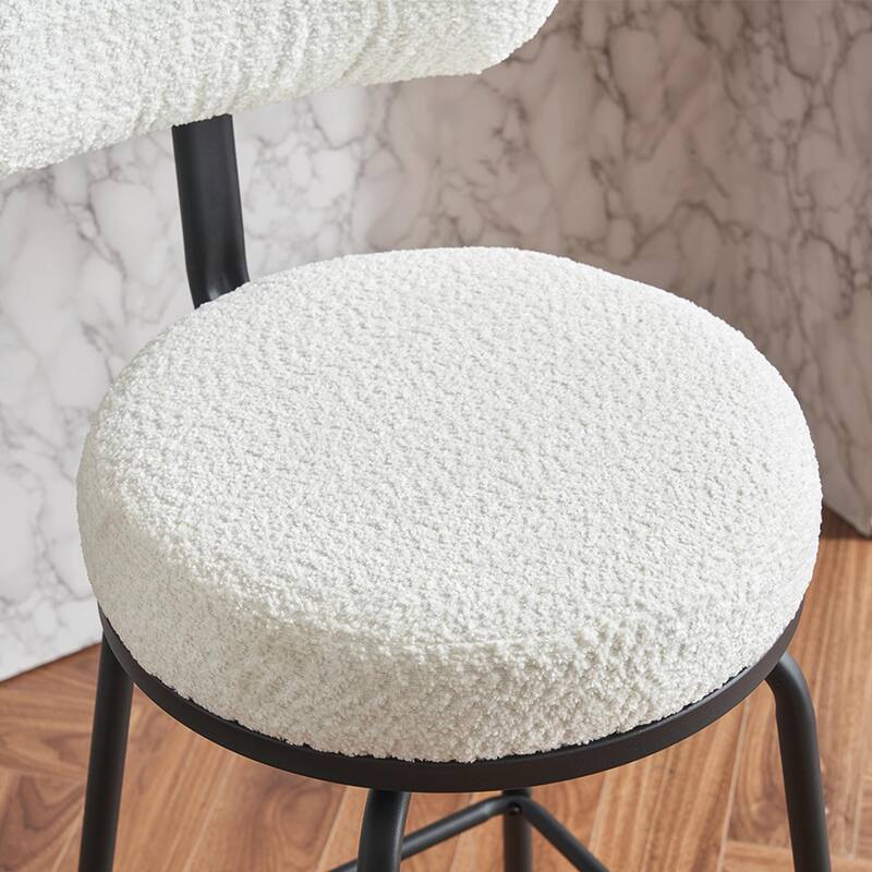 Modern Swivel Bar Stools Set of 2, Boucle Upholstered Counter Height Bar Chairs