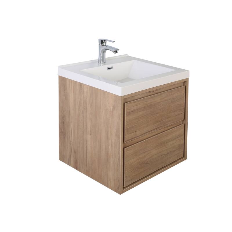 Sage 24" wall mounted bathroom vanity with single basin acrylic top