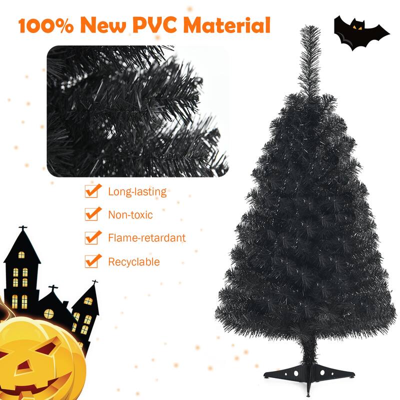 Gymax 3 Ft Un-lit Black Halloween Tree Artificial Tabletop Christmas - See Details