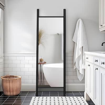 Wooden Frame Ladder-Style Wall Mirror - 64*21