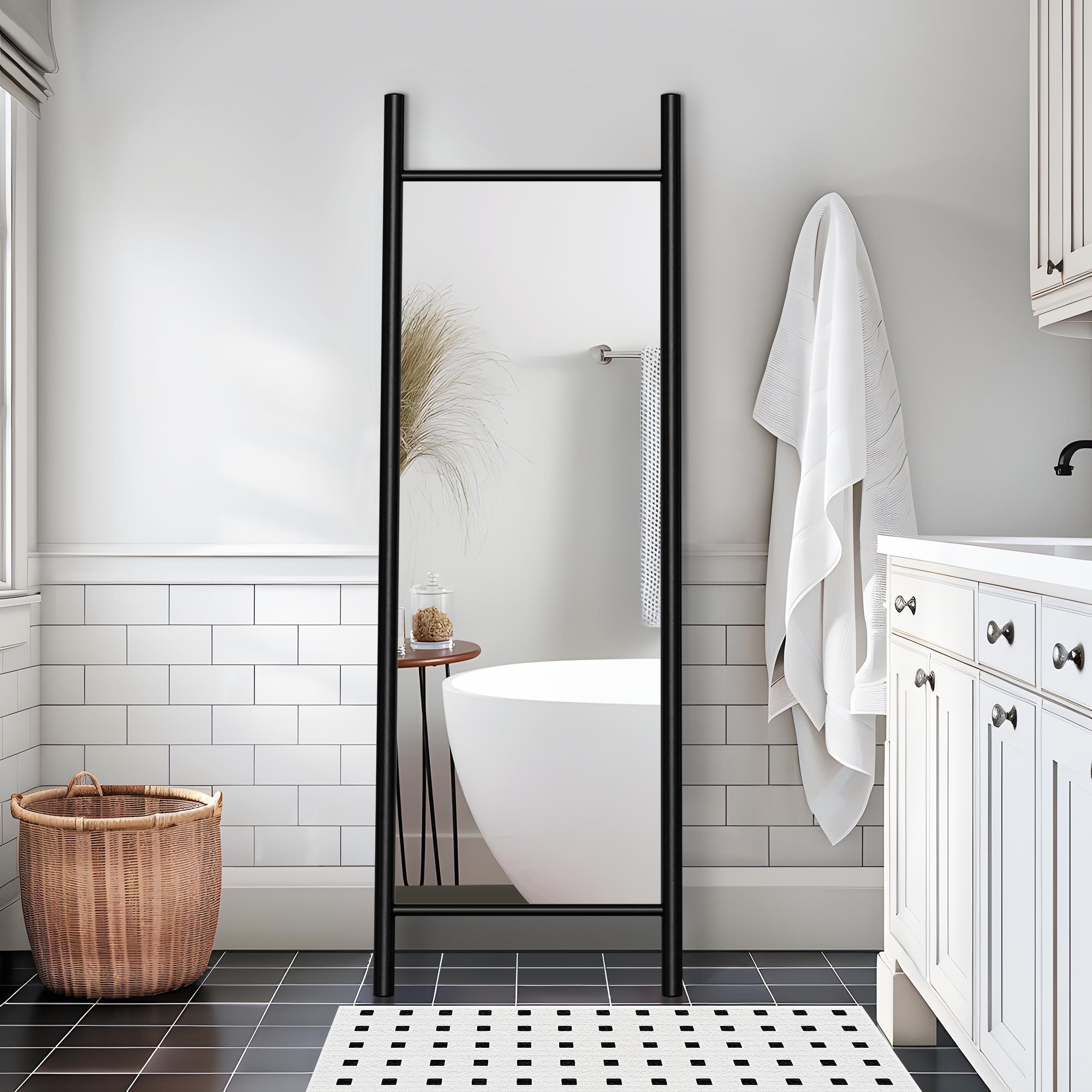Wooden Frame Ladder-Style Wall Mirror - 64*21