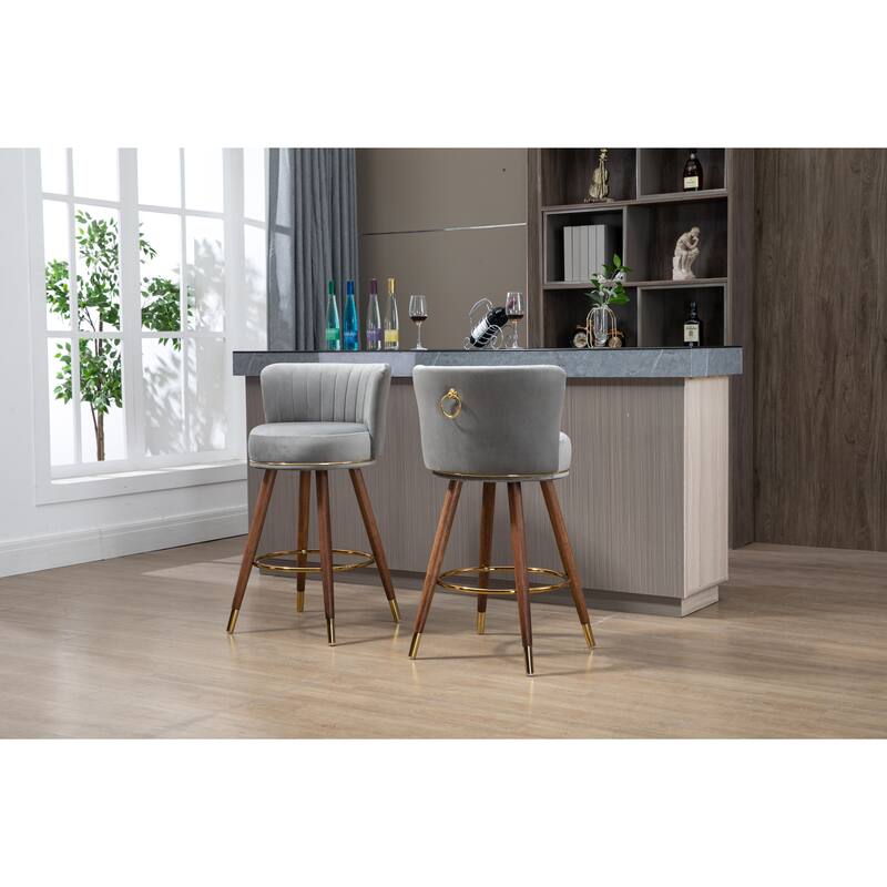 Counter Height Bar Stools Set of 2 for Kitchen Counter Solid Wood Legs