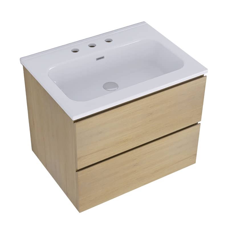 24 inches Wall-mounted Bathroom Vanity Set with White Ceramic Integrated Sink - 24" x 18"