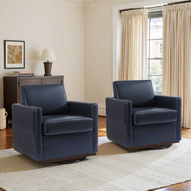 Modern Upholstered Swivel Accent Arm Chair Set of 2