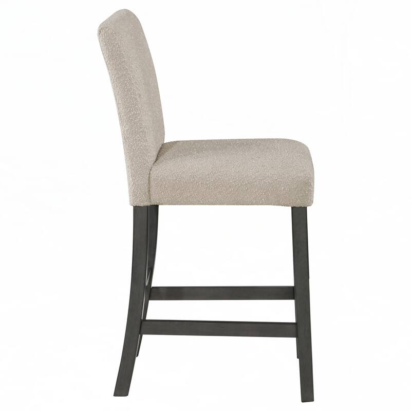 Beige Boucle Upholstered Counter Chair (Set of 2)