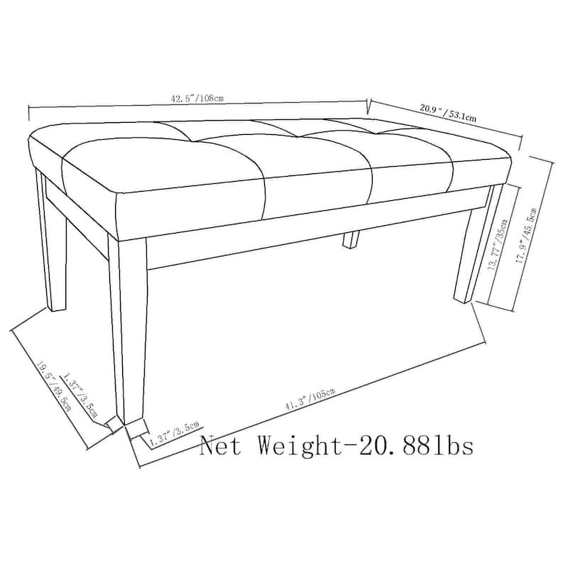 WYNDENHALL Abbey 43 inch Wide Contemporary Rectangle Ottoman Bench