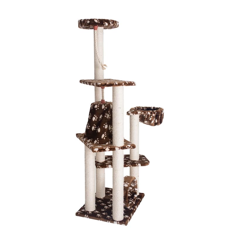 Real Wood Cat Tree Hammock Bed With Natural Sisal Post for Cats