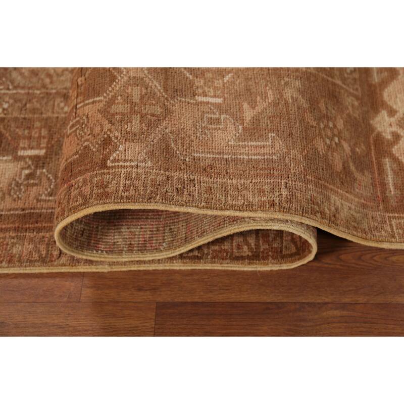 Pink Heriz Persian Vintage Area Rug Hand-Knotted Wool Carpet - 8'0"x 10'8"