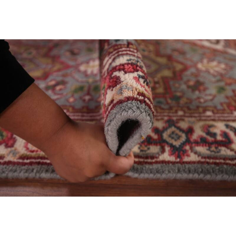 Geometric Heriz Serapi Accent Rug Hand-Knotted Wool Carpet - 2'7"x 6'2"