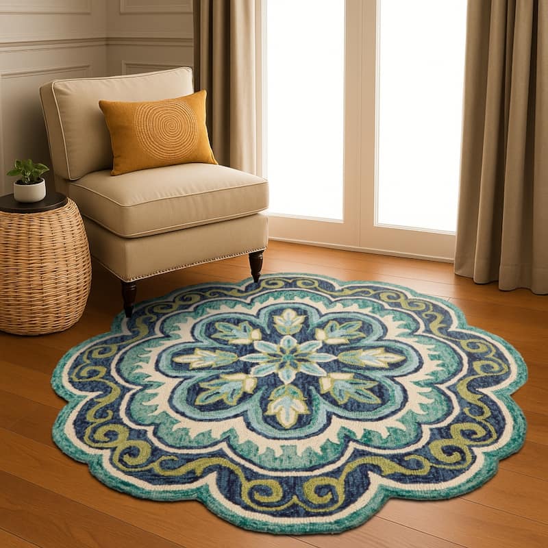 Sevita Dana Contemporary Medallion Hand-Tufted Wool Indoor Area Rug