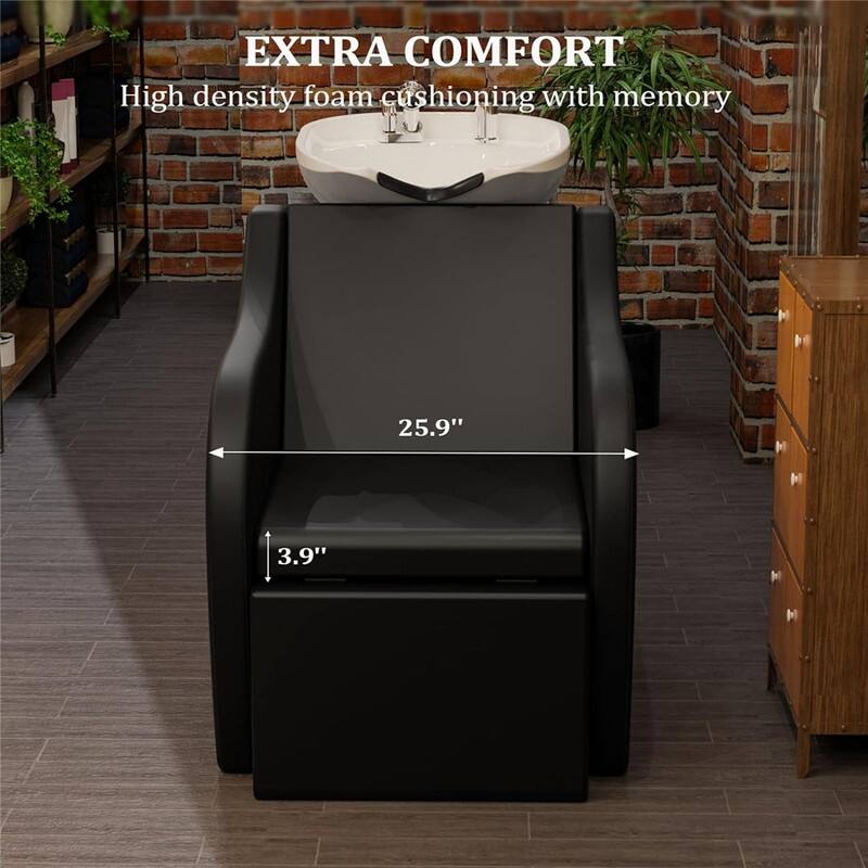 Shampoo Bowls for Salon Electric Shampoo Chair with Reclining Legrest and Tilting Porcelain Shampoo Sink - N/A