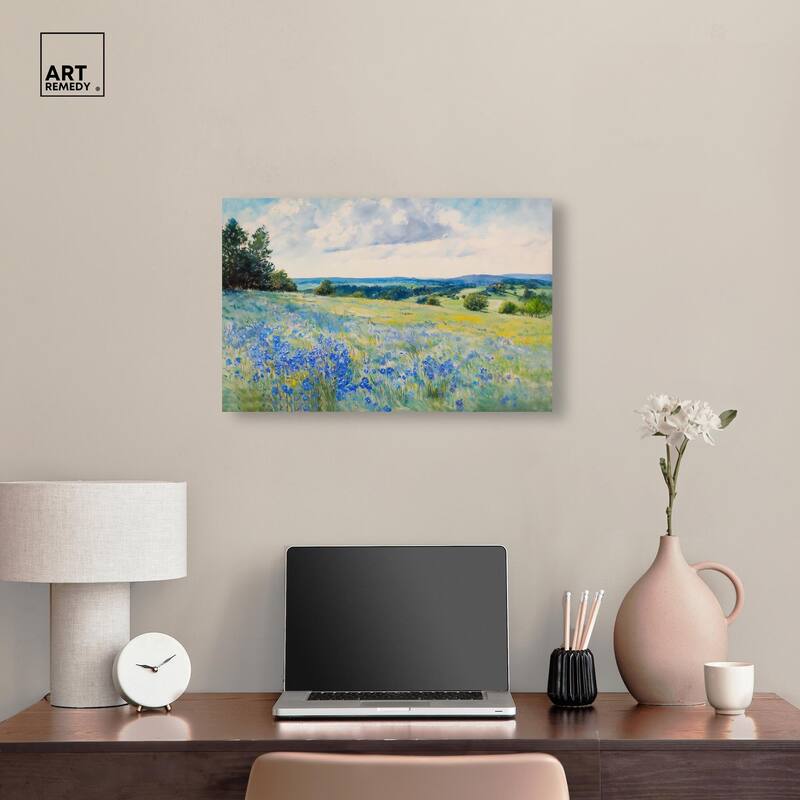 Sky Over Blue Fields Canvas by Art Remedy, Gallery Wrapped