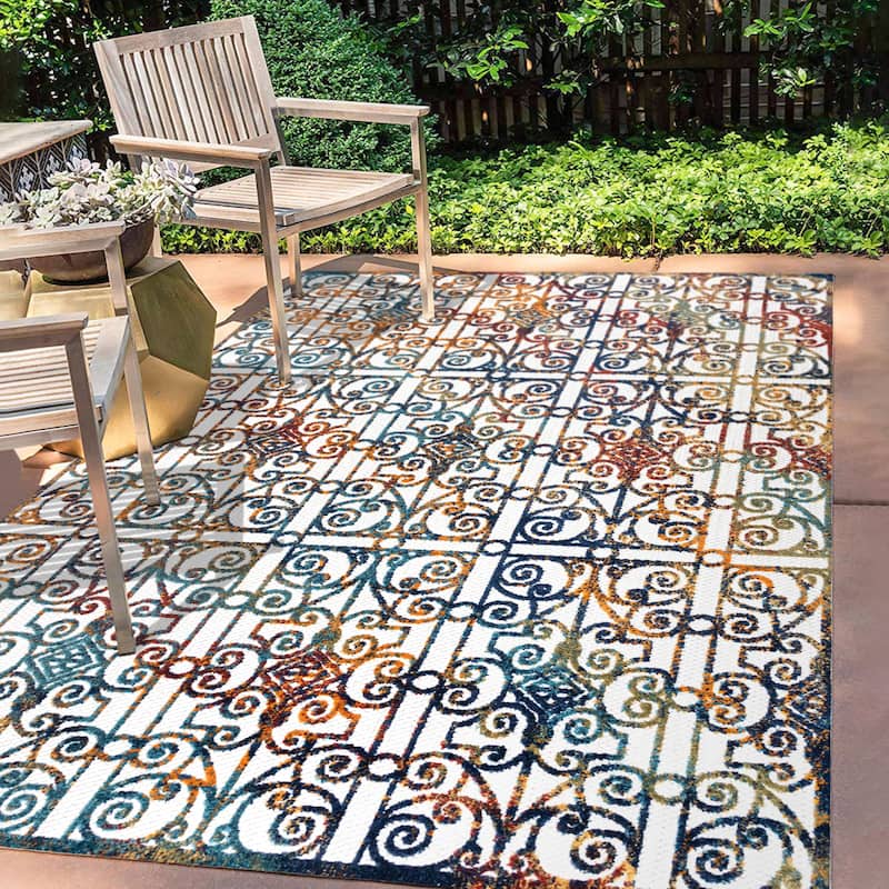 JONATHAN Y Tropics Ornate Trellis Indoor/Outdoor Area Rug