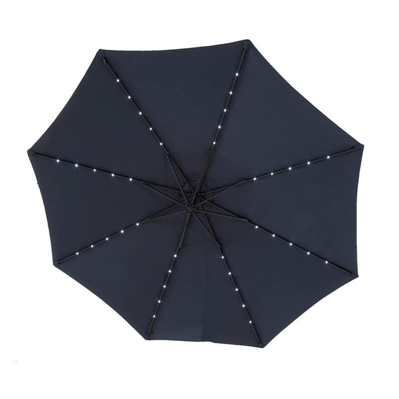 10ft Solar LED Offset Hanging Market Patio Umbrella