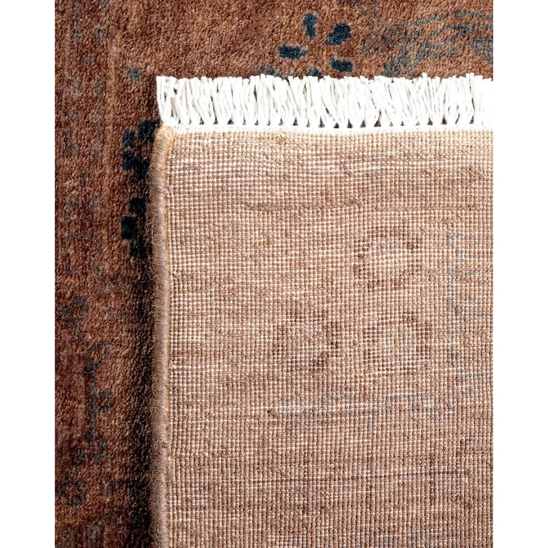 Overton Hand Knotted Wool Vintage Inspired Modern Contemporary Overdyed Brown Runner Rug - 2' 7" x 9' 3"