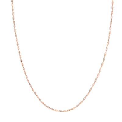 Curata 14k Rose and White Gold 2.1mm Dorica Chain Necklace (Lobster)