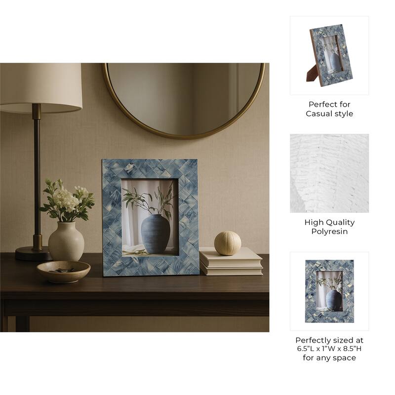 Resin Woven Rectangular Photo Frame - Blue