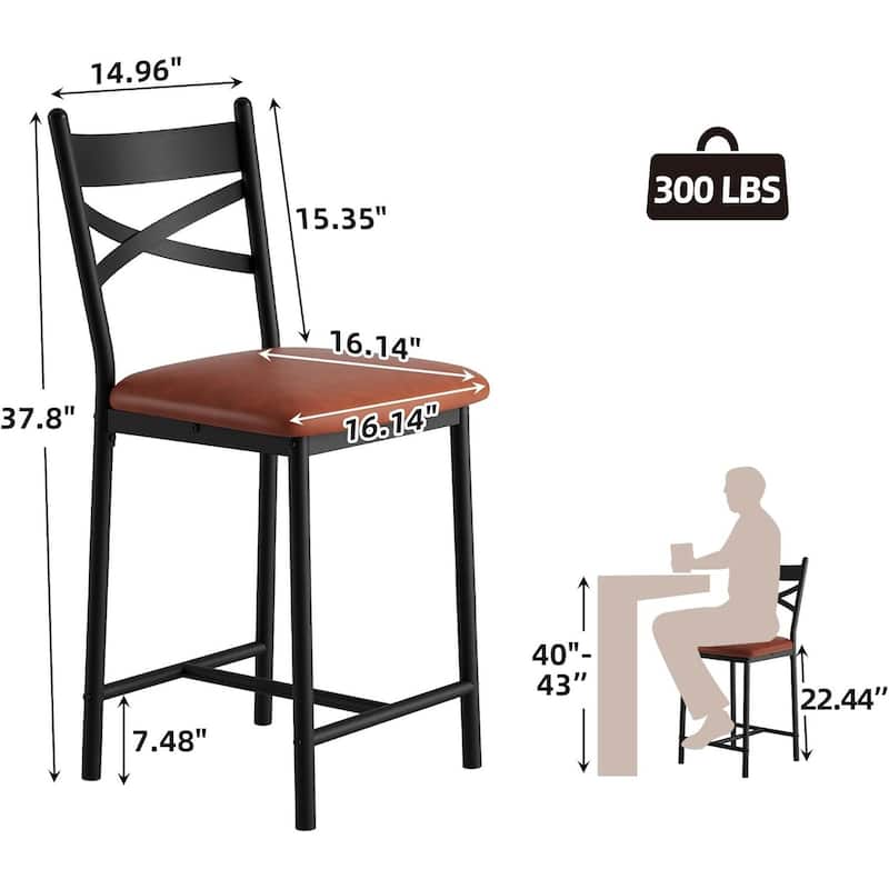 Modern 26" Counte Height Bar Stools for Kitchen Island, Brown