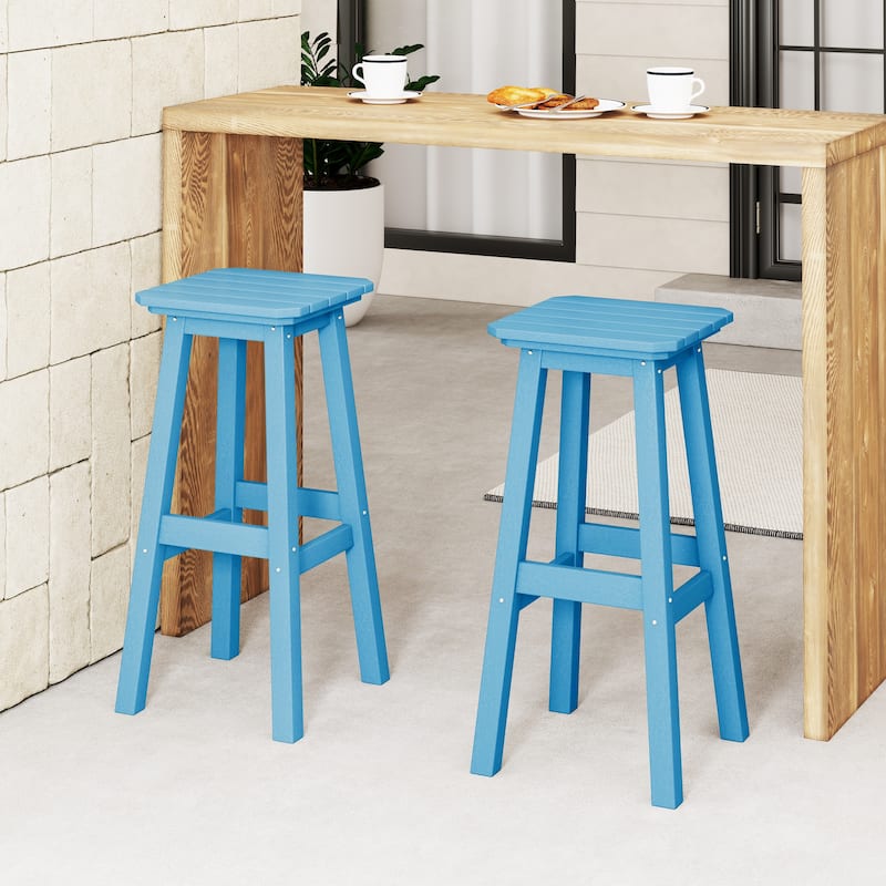 Polytrends Laguna Hdpe All Weather Outdoor Patio 29" Square Bar Stool (Set Of 2)
