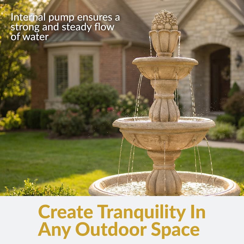 Sunnydaze 3-Tier Cornucopia Outdoor Water Fountain - 61" H