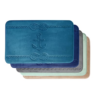Nautical Pattern Cotton Candy Soft Non-slip Memory Foam Bath Rug