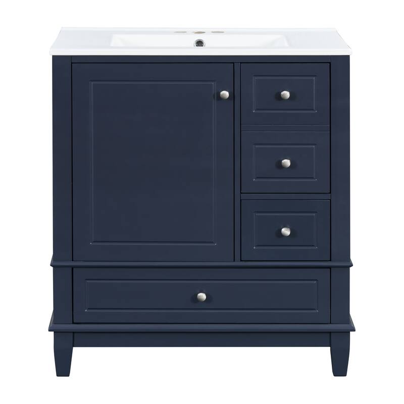 Bathroom Vanity with Sink, Bathroom Storage Cabinet with 3 Drawers and 1 Door, Bathroom Vanities with Solid Wood Frame