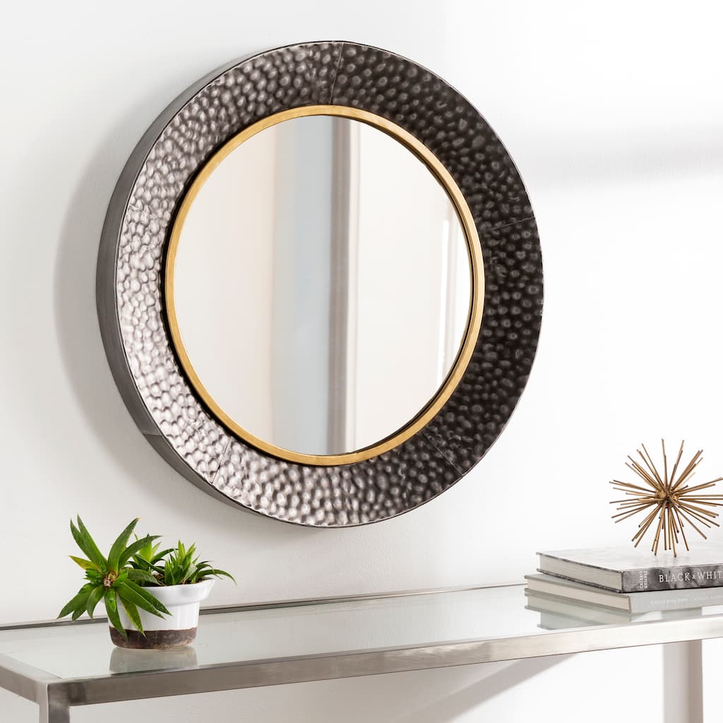Livabliss Twee Hammered Mixed Metal Round Mirror