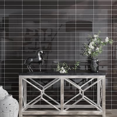 Apollo tile 4" x 16" Colorway Glossy Ash Gray Glass Tile (5.33 sq ft/case) - 12 Pack