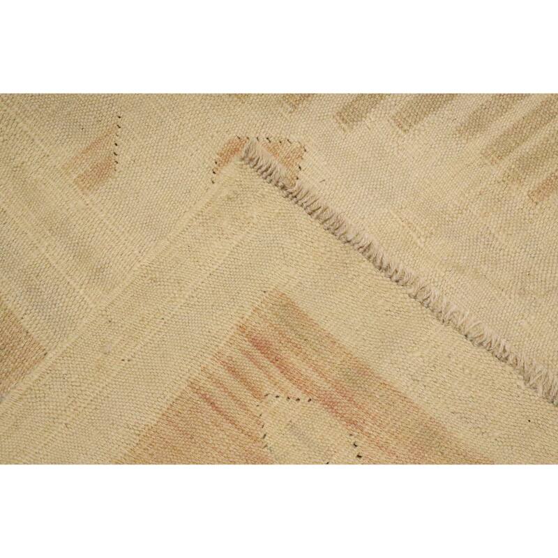 Hand Woven Oriental 100% Wool Carpet Southwestern Tribal Beige & Ivories Kilim Area Rug - 8' 5'' X 5' 11''