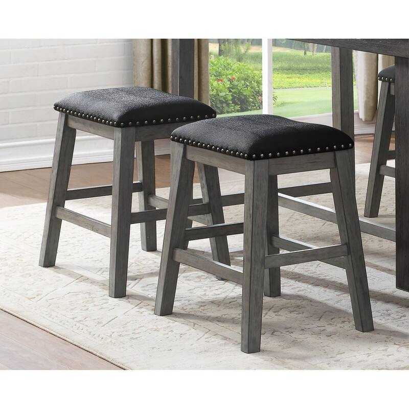 Counter Height Set , Counter Height Table with 4 Stools Fabric, Nailhead Trim