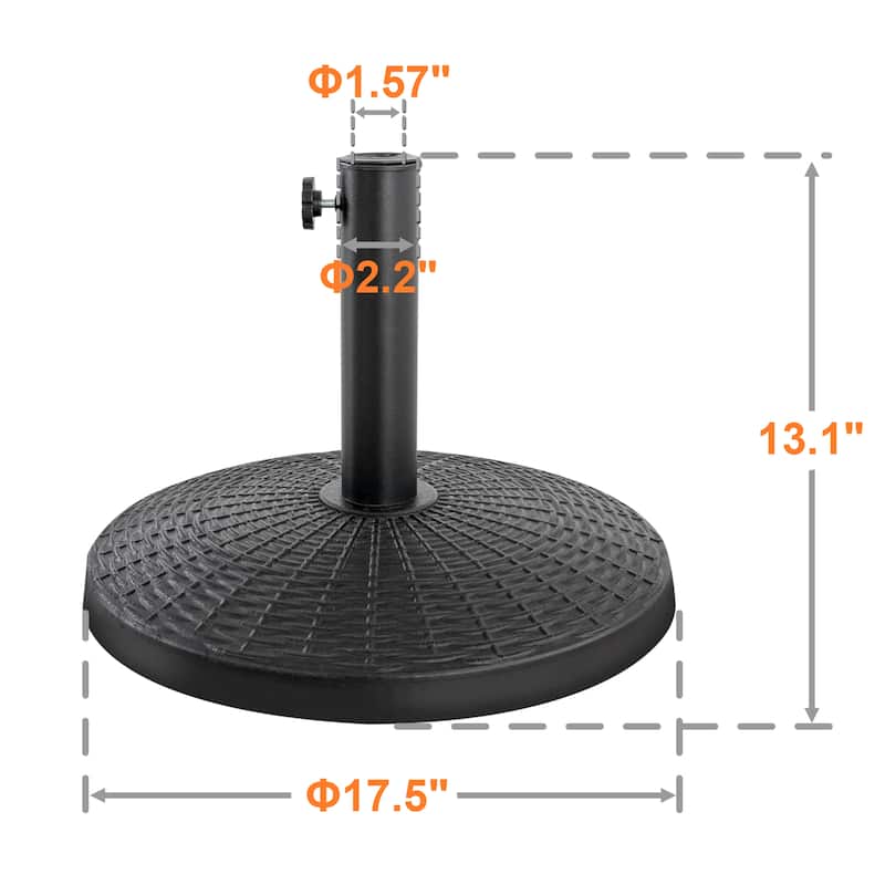 Outdoor 22 lb. Round Black Patio Umbrella Base, Resin and Concrete