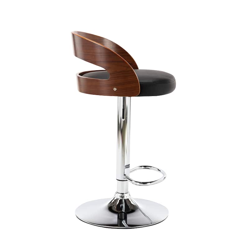 Porthos Home Shane Swivel Adjustable Height Faux Leather Mid-Century Bar Stool