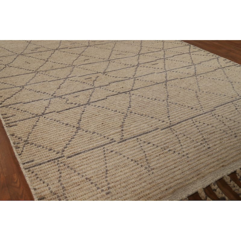 Trellis Moroccan Oriental Area Rug Hand-Knotted Wool Carpet - 5'6" x 8'7"