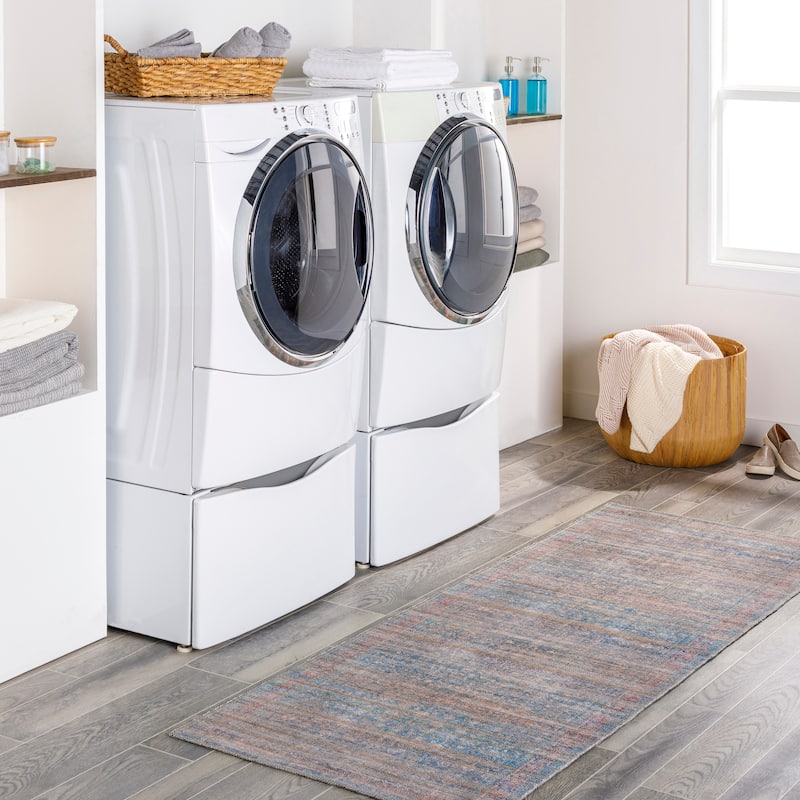 Artistic Weavers Nedim Traditional Vintage Machine Washable Area Rug - 2' 7" x 7' 3" - Blue