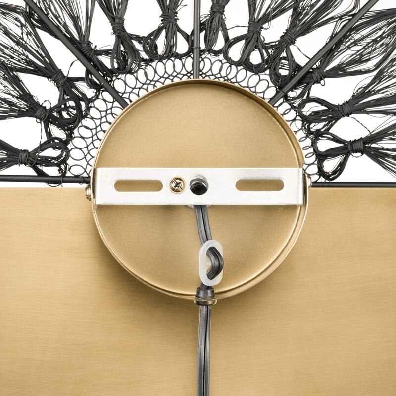Jayden River of Goods Gold Metal and Black Round Indoor Plug In Wall Sconce - 17.5" x 3.5" x 17.5"