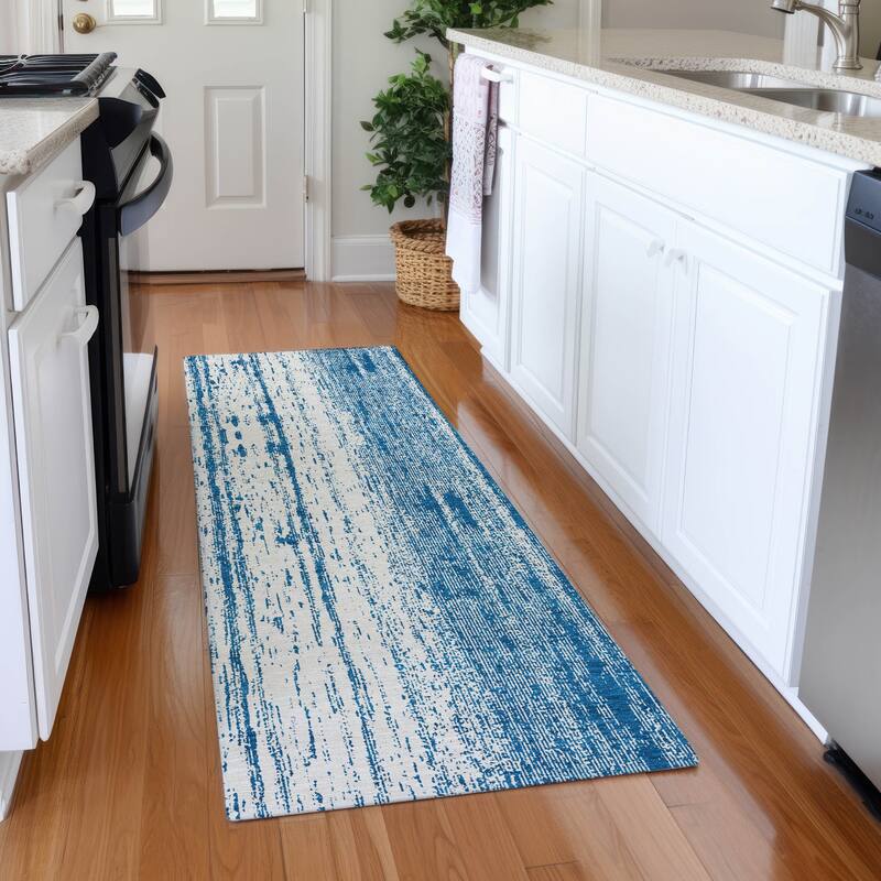 Premium Washable Super Soft Transitional Ombre Mayfield Rug - Navy - 2'3" x 7'6"