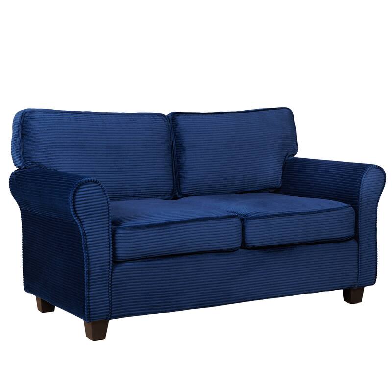 2-Seater Sofa Couch Loveseat for Living Room Bedroom, Sleeper Sofa Couch with Armrests and Wood Frame - Blue