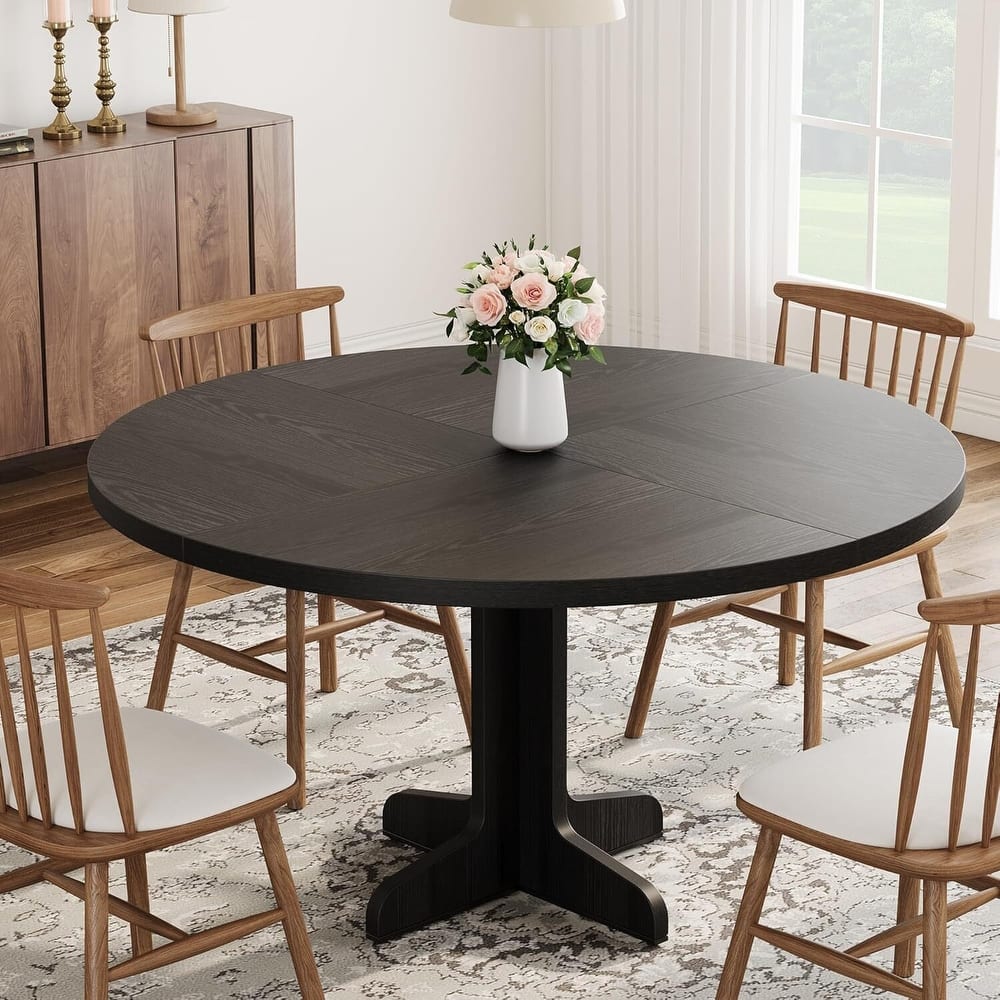 Rustic 47 Inch Round Dining Kitchen Table for 4-6 Dining Room, Living Room (Only Table)