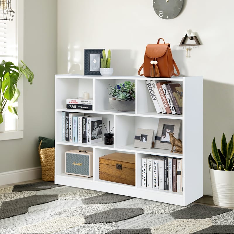 Costway 3-tier Open Bookcase 8-Cube Bookshelf Storage Display Cabinet - 48'' x 12.5'' x 36.5''