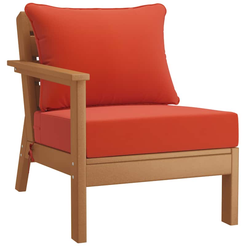 Birchwood All Weather HDPE Outdoor Patio Teak Deep Seating Conversation Set (6-Piece Set)