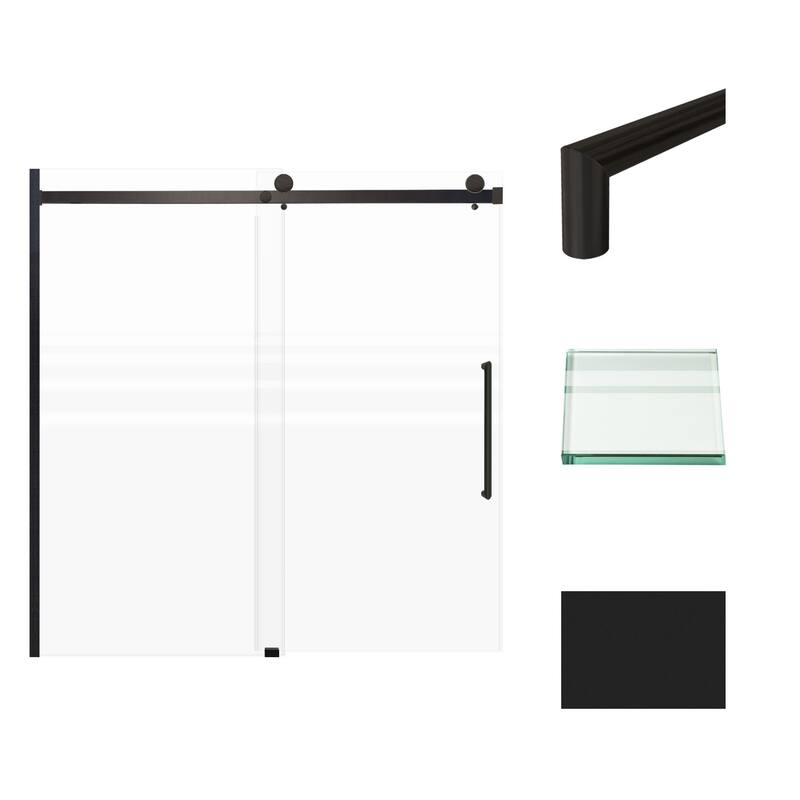 Transolid MBDT606008FR-T 60" High x 60" Wide Bypass Frameless Shower - Matte Black