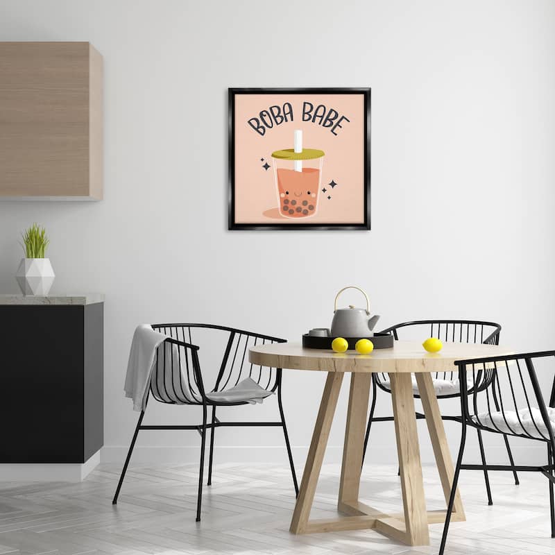 Stupell Boba Babe Bubble Tea Framed Floater Canvas Wall Art Design By Sarah Hickman