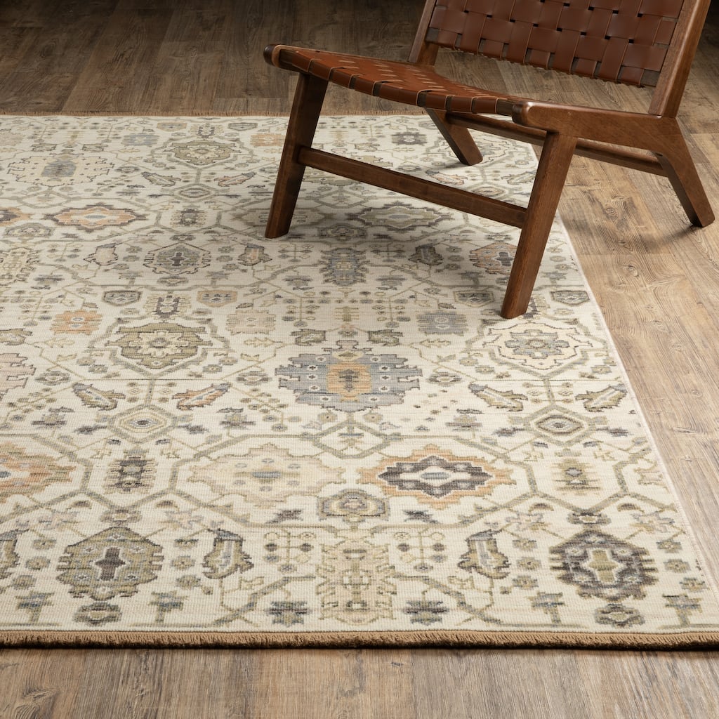 Adelaide Old World Nomadic Beige/ Gold Wool Blend Area Rug-