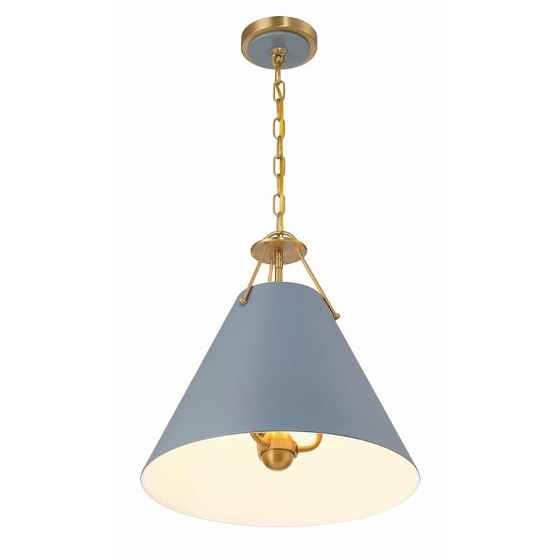 Xavier 3 Light Vibrant Gold and Blue Pendant - 16"W x 16.5"H x 16"D