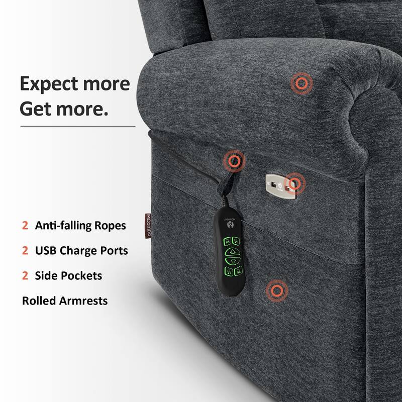 MCombo Dual Motor Power Lift Recliner Chair with Massage and Dual Heating, Adjustable Headrest, Fabric 7888