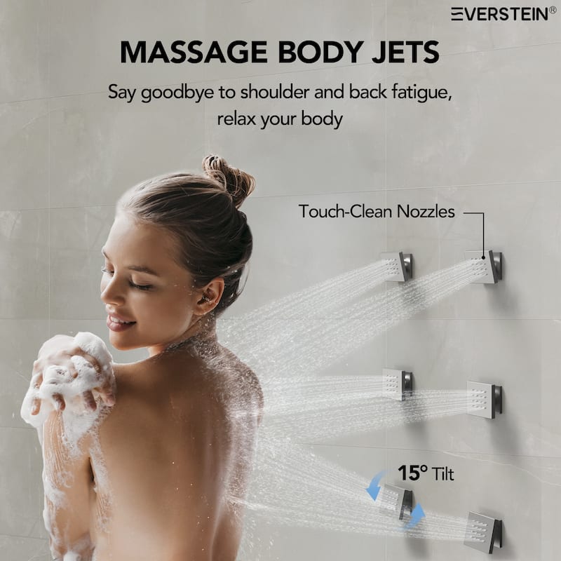 Thermostatic Dual Shower Head System ,12" High-Pressure Rainfall Shower Faucet with 4-Function Sprays